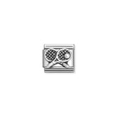 Nomination COMPOSABLE CLASSIC OXIDIERTE SYMBOLE aus Edelstahl, mit 925er Silber verziert, (68_(Tennisschlaeger))